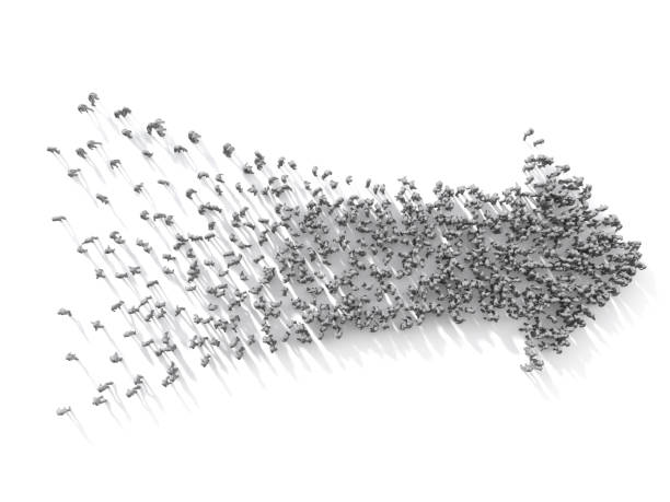 People crowd in form of arrow on a white background. 3d illustration