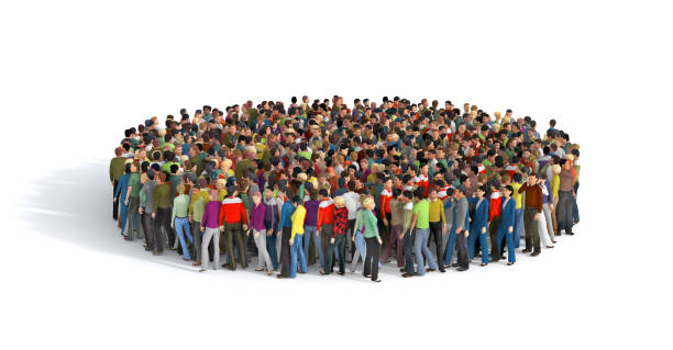 istock People crowd in form of round on a white background. 3d illustration 1409283810