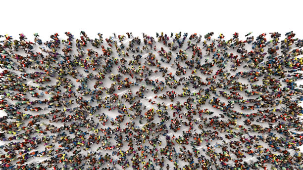 istock People crowd on a white background. 3d illustration 1409283833