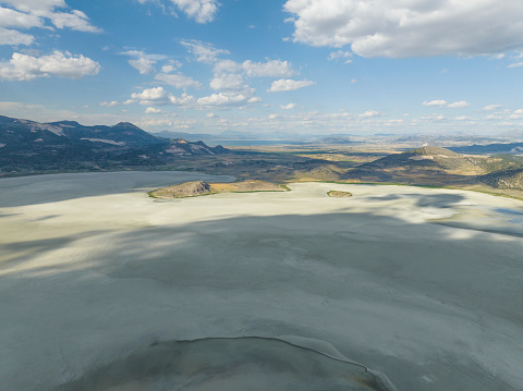 Aerial view of dry lake. Taken with drone. Yarisli (Yarışlı) lake in Burdur, Turkey.