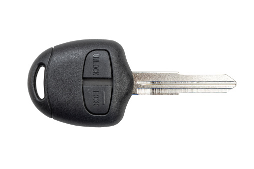 Car key with buttons lock and unlock isolated on white