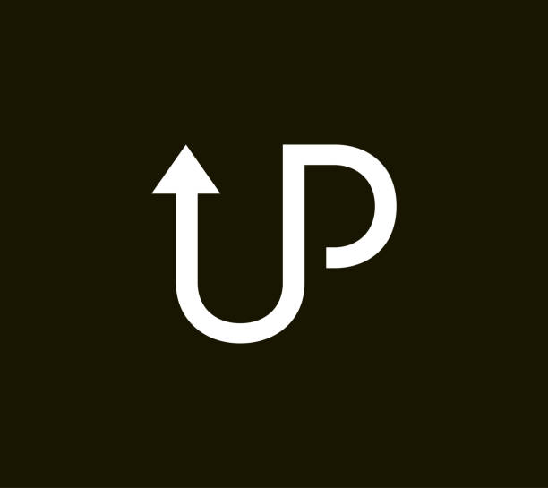 UP Typography design sign logo. Modern continuous arrow line design. Concept Minimal Logo Design Template. the letter u stock illustrations