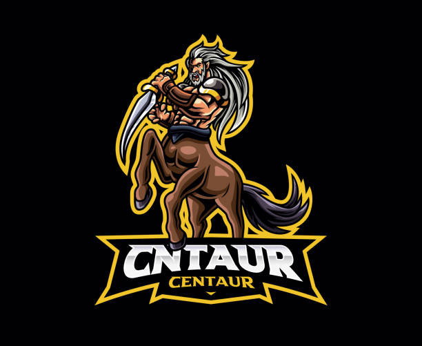 Centaur mascot design Centaur mascot design. Vector illustration centaur with sword weapon. illustration for mascot or symbol and identity, emblem archery range stock illustrations