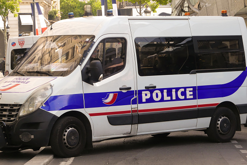 Paris, France. July, 14. 2022. Police vehicle during the parade of the bastille day.