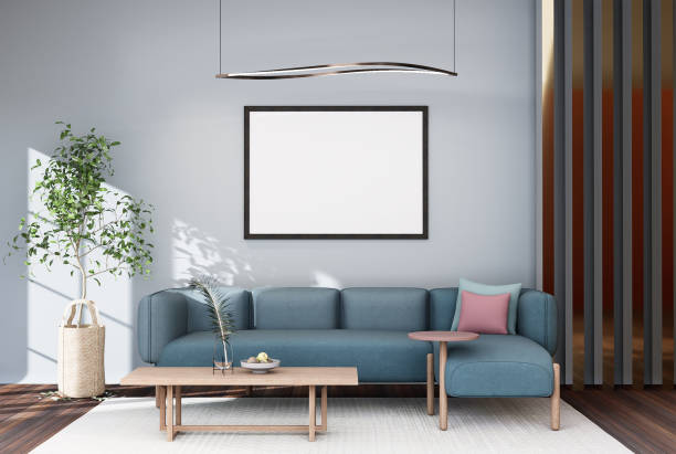 istock Mock up poster frame in modern interior background 1409297387