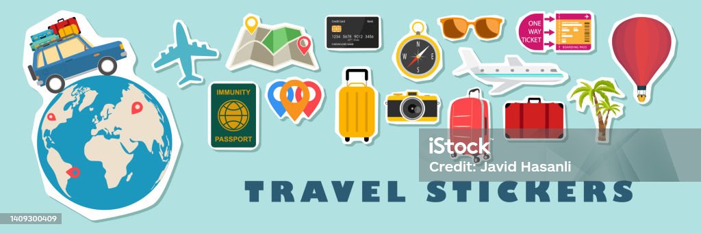 Set Of Cute Travel Icon Patches And Sticker Collection Vector Illustration  Summer Or Autumn Stock Illustration - Download Image Now - iStock