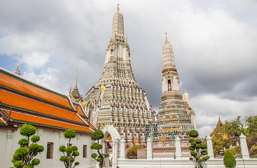 View to the famous building of the Thai Temple Wat Arun in Bangkok Thailand Southeast Asia