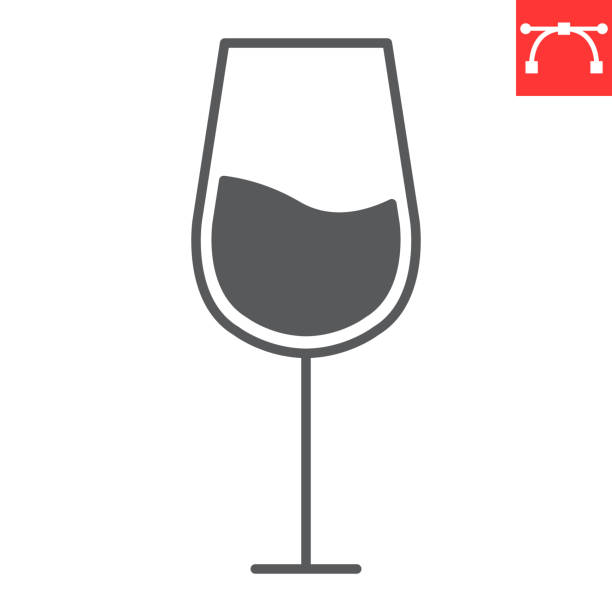 ワイングラスのグリフアイコン - silhouette vodka bottle glass点のイラスト素材／クリップアート素材／マンガ素材／アイコン素材