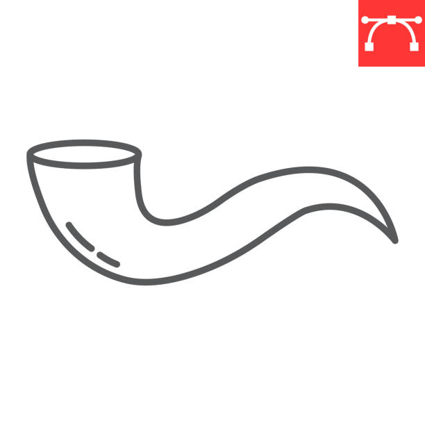 schofar liniensymbol - schofar stock-grafiken, -clipart, -cartoons und -symbole