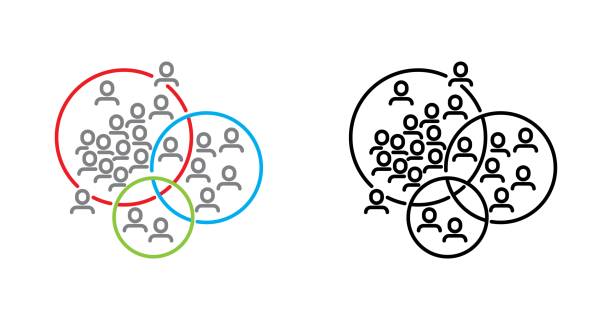 ilustraciones, imágenes clip art, dibujos animados e iconos de stock de icono de segmentación del mercado, ilustración vectorial - demografía