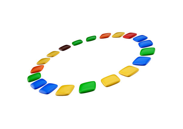 Square shape Rainbow colorful candies flying around 3d illustration