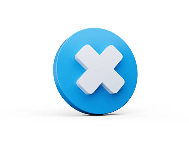 Cross sign or multiply 3d icon on blue button circle shape isolated on white background 3d illustration