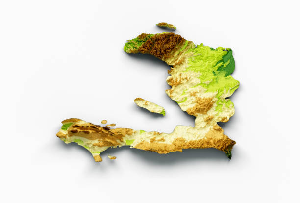 istock Haiti Map Shaded relief Color Height map on white Background 3d illustration 1409308480