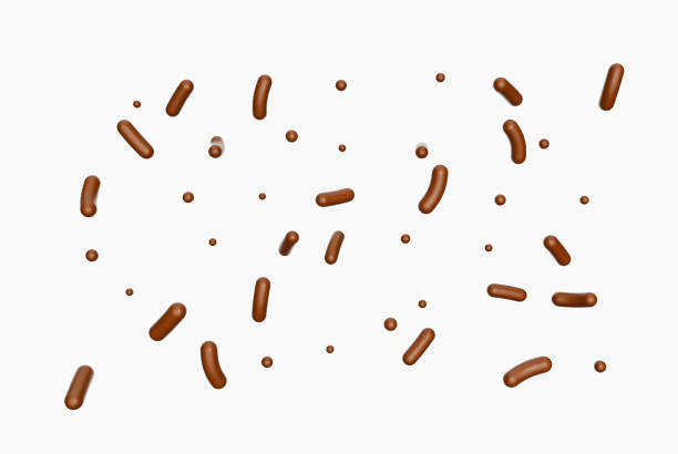 polvilhe de chocolate caindo de fundo branco isolado 3d ilustração - pattern chocolate sprinkles textured - fotografias e filmes do acervo