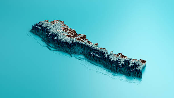 istock Topographic Nepal Map Hypsometric Elevation tint Spectral Shaded relief map 3d illustration 1409308560