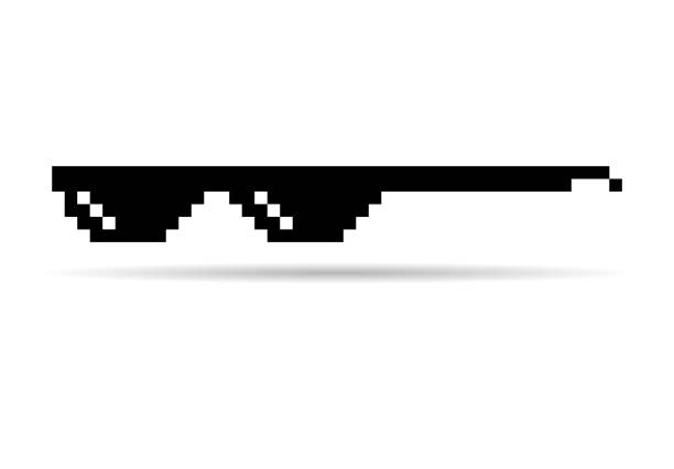 istock Fun retro pixel sun glass icon shadow, life style meme sunglasses thug, vector illustration 1409309463