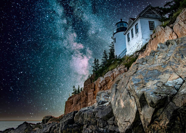 istock Bass Harbor Head Lighthouse bathed in the  Milky Way 1409314743