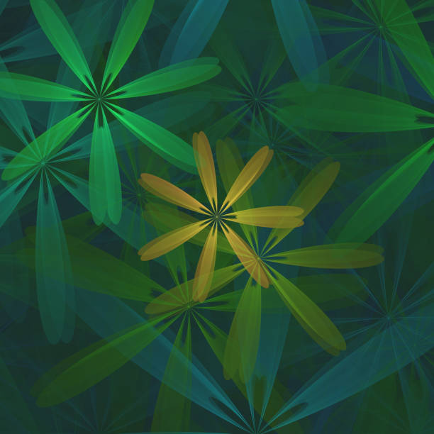 Flower petals, propellers, yellow green abstraction, illustration