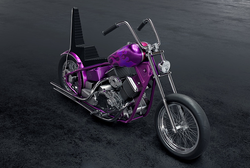 Cool custom purple motorcycle with sissybar backrest
