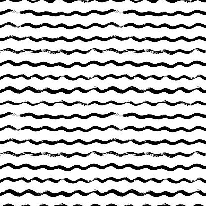 Horizontal wavy lines vector seamless pattern.