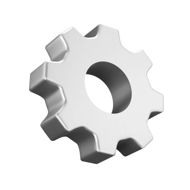 ikona gears 3d, ilustracja wektorowa. metalowy dysk z zębami. izolowany obiekt na przezroczystym tle - tryb stock illustrations