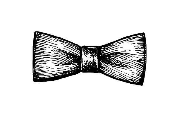 szkic tuszem muszki. - bow tie stock illustrations