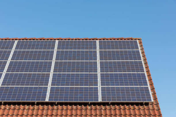 istock Half-Cell solar panels on a barn to produce electricity 1409322685