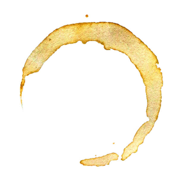 istock circle from the bottom cup- real coffee water paint on white paper in many strokes and techniques of a brush. Illustration aroma beverage brush as coffee art isolated on white background. 1409323148