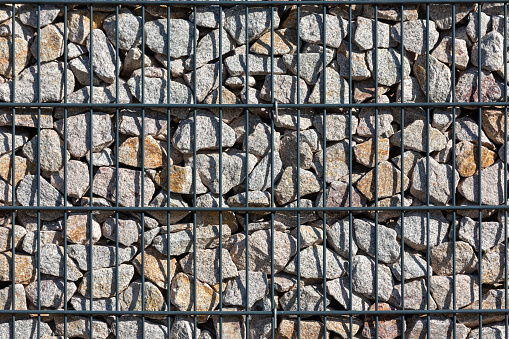 House fencing - steel openwork stone fence - gabion - steel galvanized nets filled with split stone