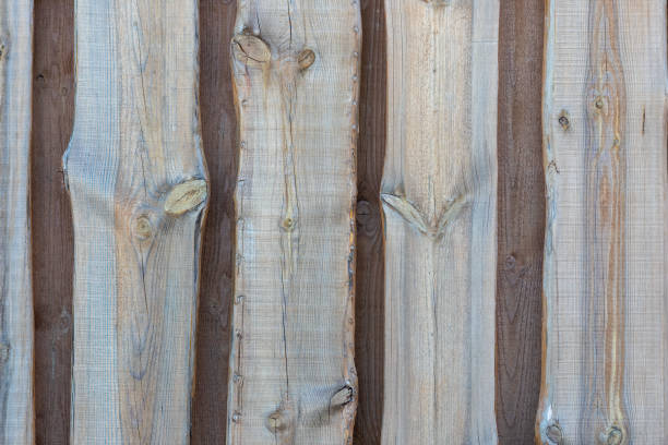 istock Wooden wall fence, grey wood texture with natural patterns 1409324420