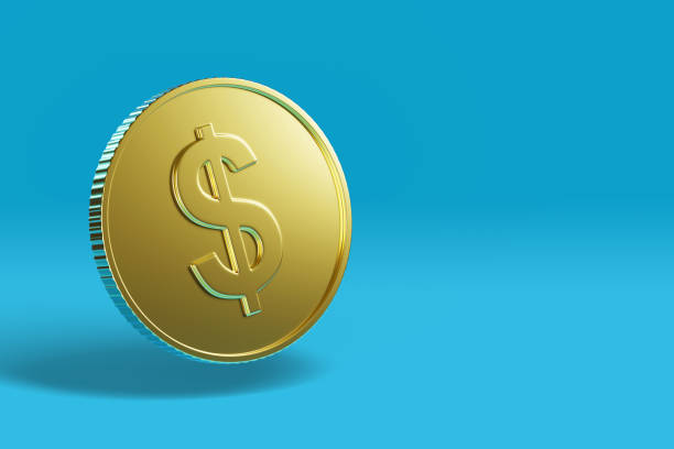 istock Golden coin with dollar sign with copy space. 3d illustration. 1409329047