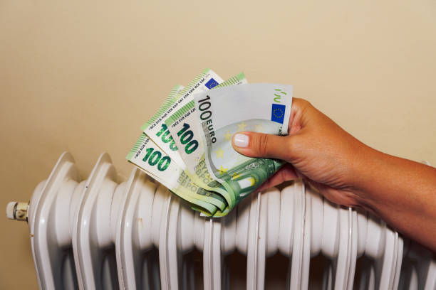Home winter heating prices going up concept. stock photo