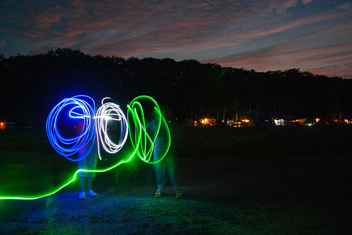 Long exposure of colored lights