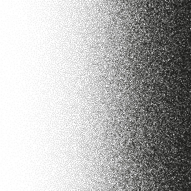 Stipple pattern, dotted geometric background. Stippling, dotwork drawing, shading using dots. Pixel disintegration, random halftone effect. White noise grainy texture. Vector illustration vector art illustration