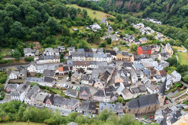 istock Panorama view on Eifel village Monreal with half-timber houses and river Elsbach, Germany 1409334889