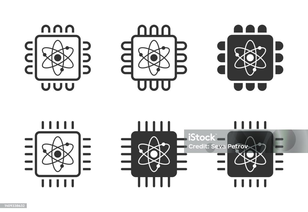 Quantencomputer Character Quantencomputersymbole Gesetzt Vektorillustration Stock Vektor Art und ...