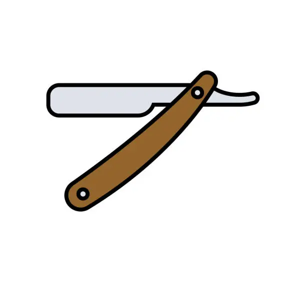 Vector illustration of Vector isolated straight razor icon illustration. Color straight razor icon