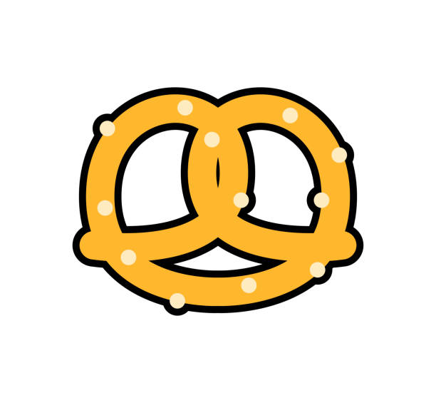 ilustraciones, imágenes clip art, dibujos animados e iconos de stock de ilustración de icono de pretzel aislado vectorial. icono de pretzel de color - pretzel sesame vector snack