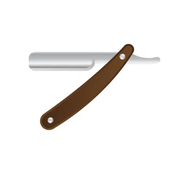 Vector illustration of Vector isolated straight razor icon illustration. Color straight razor icon