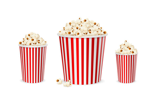 ilustrações de stock, clip art, desenhos animados e ícones de realistic detailed 3d popcorn bucket set. vector - portion