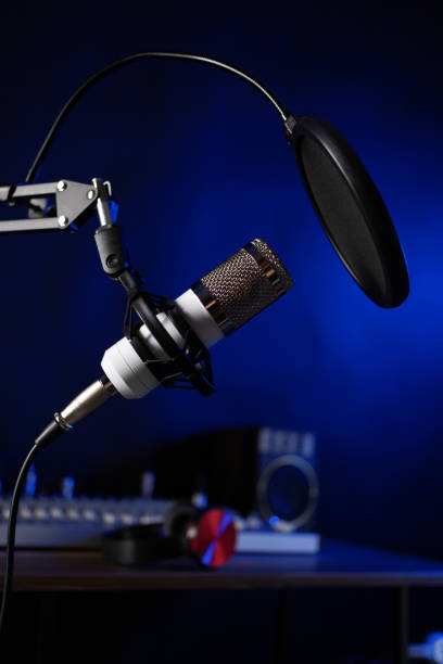 istock Microphone record and mixer. Music concept at studio 1409341779