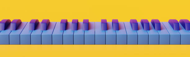 Colored piano on white background