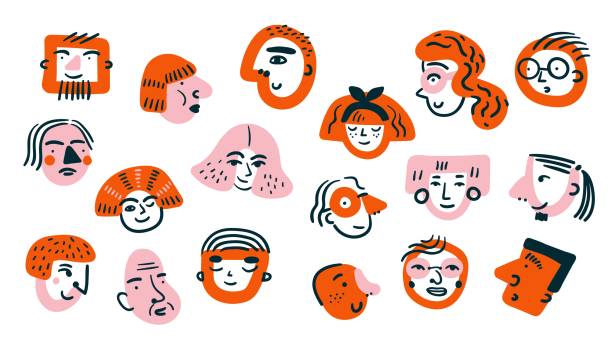 Abstract profile portraits. Modern characters. Doodle avatars. Decorative heads. Male and female caricature faces. Contemporary collage sketches. Social media icons. Classy vector set Abstract profile portraits. Modern characters. Doodle people avatars. Decorative isolated heads. Male and female caricature faces. Contemporary collage sketches. Social media icons. Classy vector set user profile illustration stock illustrations