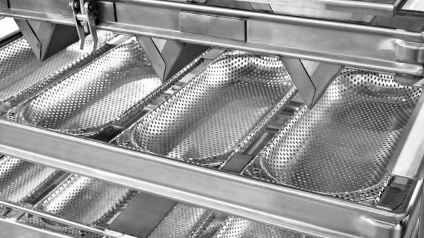 istock Rack with metal containers for cooking food 1409352885