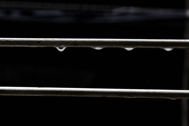 Crystal drops on the Rustic Metal bar in the dark