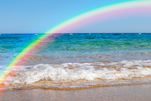 rainbow by the sea, manipulated photo