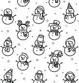 istock Black And White, Snowman set on a white isolated background 1409361391