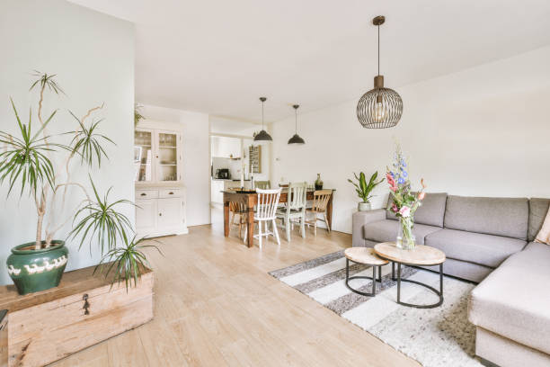 istock Room with dining and lounge area 1409362204