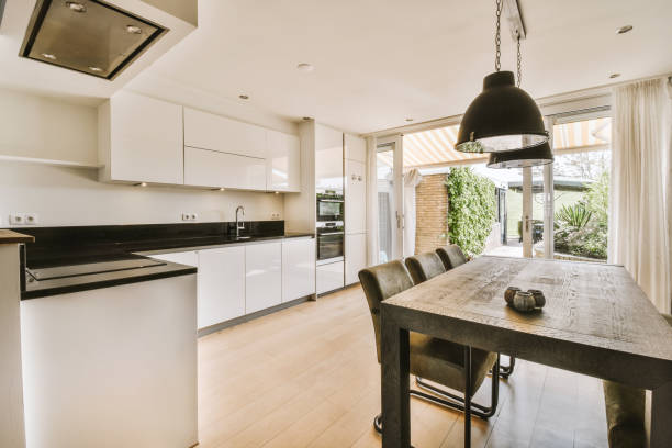 istock Corner kitchen furniture in modern apartment 1409365074