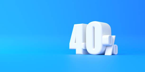 istock Glossy white fourty percent sign on blue background 1409367162